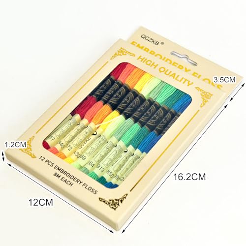 Premium Rainbow Color Embroidery Floss - Cross Stitch Threads - Friendship Bracelets Floss - Crafts Floss - 12 Skeins Per Pack Embroidery Floss,Rainbow Color - color: Rainbow Color