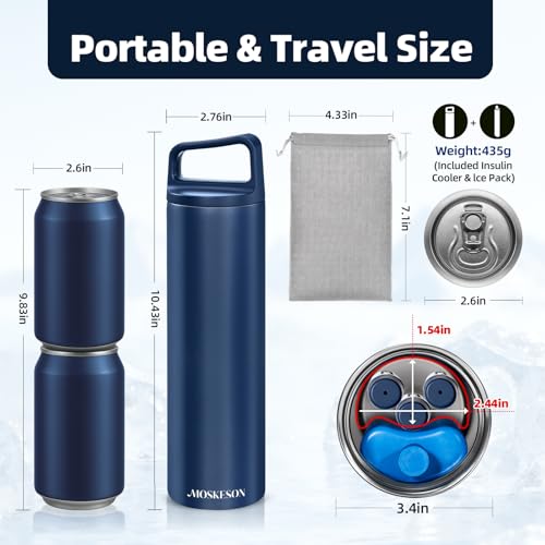 Insulin Cooler Travel Case TSA Approved: 30H Insulin Pen Cooler for 3-6 Pens with Portable Handle - Medication Diabetic Case for Travel with Gel Ice Pack and Anti-Freezing Drawstring Bag (Blue) - color: Blue - Cup