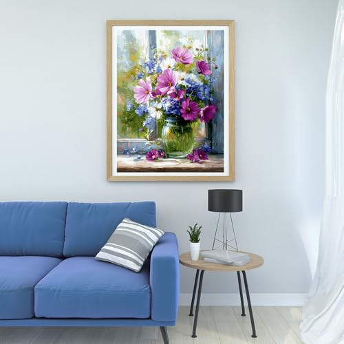 Moohue 14 ct Counted Cross Stitch Kits for Adults Flowers Cross Stitch Patterns Stamped Printed Cross Stitch Kits (Flowers 3) - color: Flowers 3