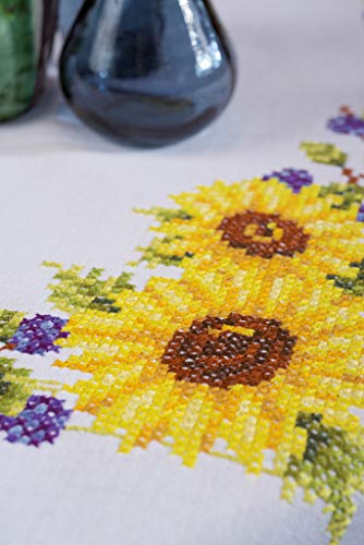 Vervaco Cross Stitch Tablecloth Kit Sunflowers 32" x 32" - size: 32" x 32"