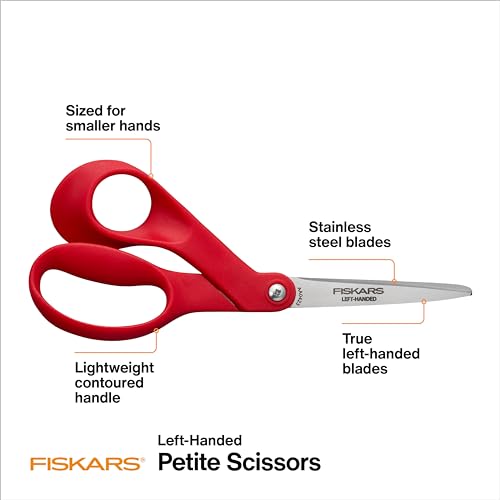 Fiskars 7" Petite Left-Handed All-Purpose Scissors for Fabric & Crafts, Red - style: Petite Left-Handed