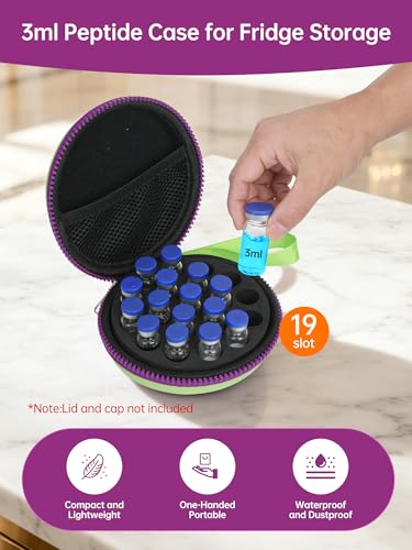 19-Slot Peptide Case for Fridge ＆Travel, Peptide Storage Case for 3ML Vials - color: Violet