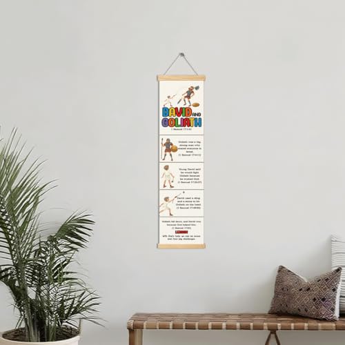 David and Goliath Banner, Church Banner, Christian Rustic Hanging Door Flag, Farmhouse Decorations Outdoor Indoor, Church Activity Decor, Bible Lesson, Scripture and Words Decorations - color: Style 28