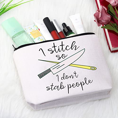 GJTIM Needleworker Gift Cross Stitch Project Bag - I Stitch So I Don't Stab People Sewing Project Bag for Cross Stitch Lover - color: Stab People Bag