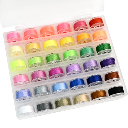 36 Colors Prewound Bobbins with Thread for Sewing Machines