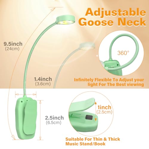 KTEBO 2 Pack Rechargeable Book Light Clip-On Reading Light for Books in Bed - color: Black & Green
