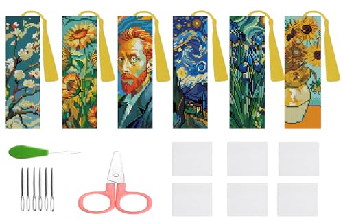 DYAIANGMU 6 Pcs Cross Stitch Bookmark Kit for Adults Beginner 2.3x7.8 inch - color: SQY007