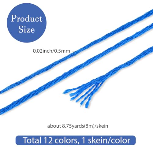 12 Skeins Blue Gradient Embroidery Thread Floss for Hand Sewing - color: Dake Blue