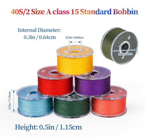 50 Colors Sewing Bobbins Thread with Bobbin Box, SizeA Class15 - color: 50 Colors (50PCS)