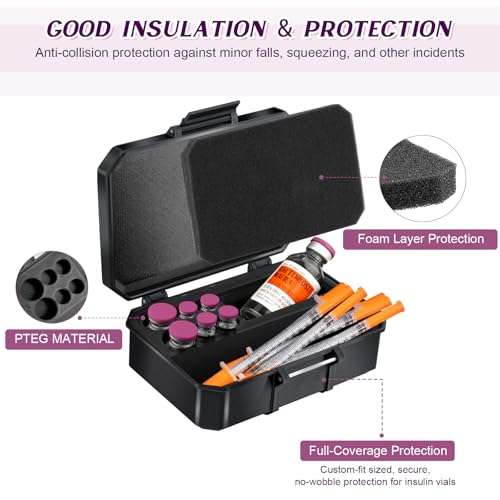 3/10/30 ml Peptide Case for Fridge, Room for Syringes and Skin Prep Wipes - color: Black - 2x10ml+4x3ml+1x30ml
