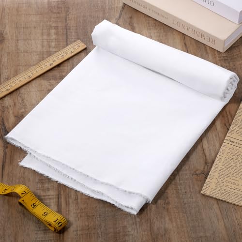 White Cotton Fabric By the Yard Lightweight Cotton Material Fabric 4.2oz White Muslin Cloth for Sewing Embroidery Quilting Fabrics for Apparel Garments Crafts 59" LX19.6 W (1.6X0.5 Yard)