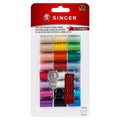 SINGER Mercerized Cotton Hand Sewing Thread Pack - 24 Assorted Colors, 10yds/ea, Mini Spools of Thread, Includes Hand Needles & Threader, Travel Friendly