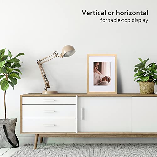 KINLINK 9x12 Picture Frame, Natural Solid Wood Frame with Acrylic Plexiglass for Pictures 5x7/6x8 with Mat or 9x12 without Mat, Tabletop and Wall Mounting Display Photo Frame 1 Pack - color: Natural, size: 9x12