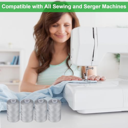 Simthread All Purpose Polyester Thread, 4 Spools 1000 Yards Each for Sewing Machine, Hand Stitching, Quilting, Serger - Beginner Supplies (Gray) - color: Gray