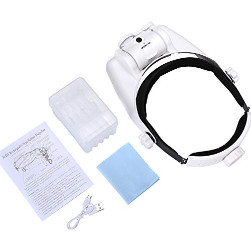 YOCTOSUN Magnifying Glass with Light,Rechargeable Headband Magnifier 1X-14X - style: Headband Magnifier 1X-14X