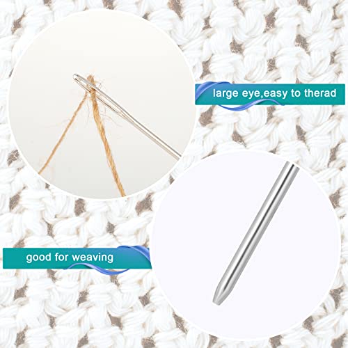 18pcs Large-Eye Blunt Needles, 2" 2.36" 2.75" Yarn Knitting Needles Tapestry Sewing Needles Wool Hand Metal Sewing Knitting Needles for Crochet Projects (Silver)