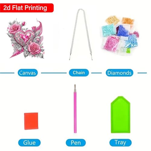 ZeeLionArt Hanging Diamonds Art kit for Adult,DIY Valentine's Day Pendant Diamond Painting Art,7.7x7.7in Acrylic Diamonds Painting Board Kit Ornament, Special Crystal Diamond Hanging Ornament - color: DP02299