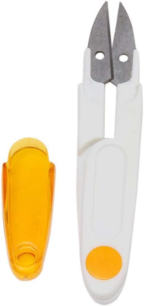 AKOAK 1 Pack U-shaped Yarn Scissors, Tailor's Scissors, Portable Yarn Scissors with Safety Cover, Thread Scissors for Needlework, Cross-Stitch Craft, DIY Projects, Sewing Supplies (Yellow) - color: Yellow