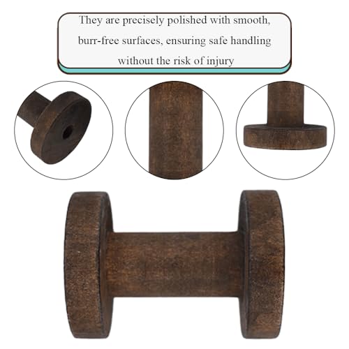 HAHIYO 2.36Inch/6cm 4PCs Vintage Coffee Color Wood Spool Retro Unfinished Wooden Thread Spools for Textile Wire Weaving Ribbon Crafts DIY Art Education Smooth Rotatable Bobbins - color: Retro Coffee Color, size: 2.36Inch-4P