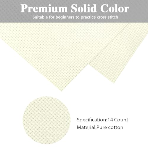 Aida Cloth 14 Count Cross Stitch Fabric Cross Stitch Aida Cloth for Embroidery and Needlework (Off White, 30 * 39inch) - color: Off White