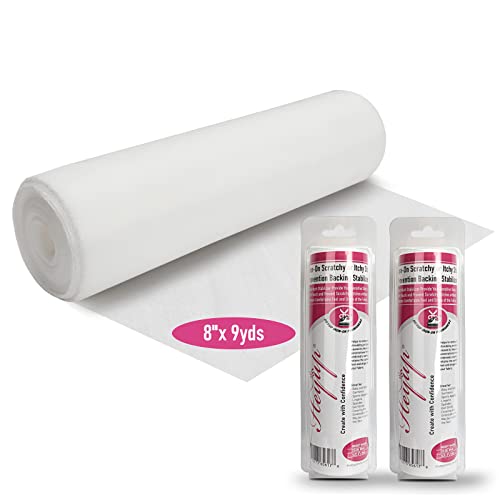 Iron on Embroidery Stitch Cover 8" x 9 Yd Light Weight Stabilizer Prevent Scratchy or Itchy Stitches, Soft Touch Backing for Sensitive Skin, Babies, and Embroidery Garments, 2 Pack - size: 2 Pack
