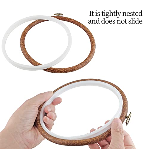 Piutouyar 3 Pcs 6.7 Inch Embroidery Hoop Set, Imitated Wood Display Frame - style: 3 Pieces 6.7 Inch