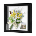 Muzilife 8x8 Small Shadow Box Wood Picture Frame with Stand, Glass, Black - color: 1pcs 8x8-black