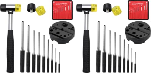 14pcs Pin Punch Set, including Universal Block, Pin Punches and Hammer (Pack of 2) - size: Pin Punches + Block (Pack of 2)