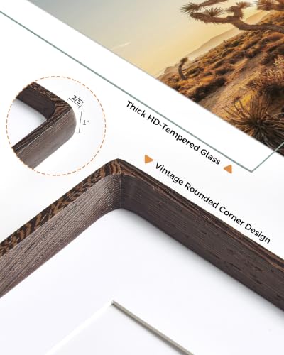 RICHFOCUS 4x6 Picture Frame USA-Sourced Natural Black Wenge Solid Wood Photo Frame Handcrafted Rounded Corner Wooden Frame with Real Glass Display Photos 3x5 with Mat or 4x6 Without Mat - color: Wenge, size: 4x6-1PC