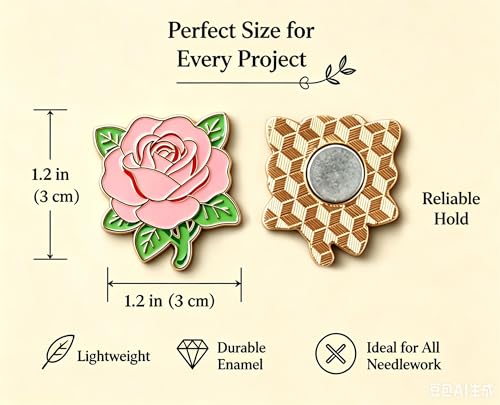 HENYANMHXH Needle Minder Magnet, Cute Magnetic Needle Holder, Pink Rose - color: Blush Pink Rose