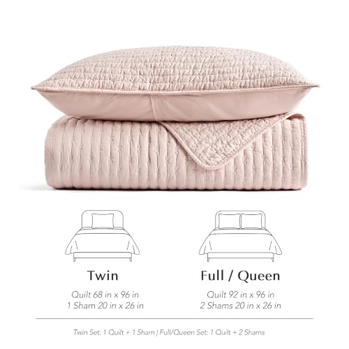 EverGrace 100% Cotton Cross Stitch Quilt Set, Twin, Ballet Pink - color: Ballet Pink, size: TWIN/TWIN XL (68" x 96")