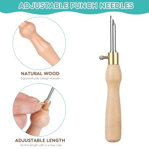 30Pcs Punch Needle Kit - Complete for Needle Punching - Includes 11 Different Size Punch Needle Tools,Perfect for DIY Craft Decoration&Gift