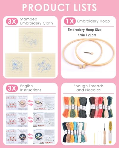 TINDTOP Punch Needle Kits, Bird Punch Embroidery Kits for Adults - color: Bird