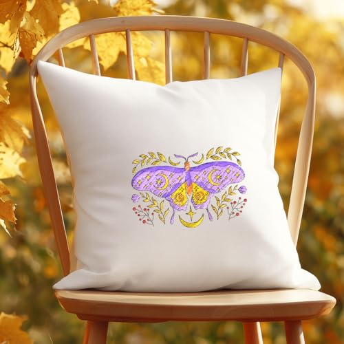 ORIGACH 4 Sheets Water Soluble Embroidery Patterns Stabilizers - Pre-Printed Moth Insect & Flower Designs - Stick & Stitch Embroidery Paper for Hand Sewing Lovers - color: Moth Insect & Flower