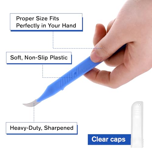10PCS Seam Rippers for Sewing, 5.8" Stitch Remover Tool with Protective Case and Anti-Slip Handle, Blue Sewing Stitch Remover Knife, Razor Stitchs Thread Cutter for Sewings Embroidery Picking Threads