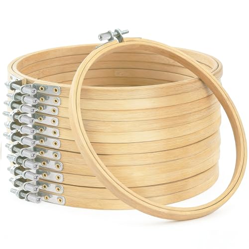 12 Pcs 10 Inch Wooden Embroidery Hoops Non-Slip Double-Layer Craft Frames - style: 10 inch