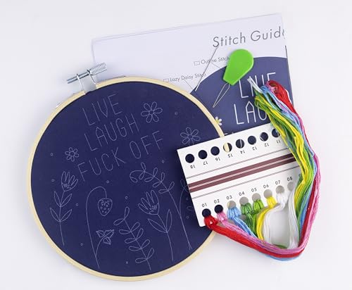 FUNATIC Live Laugh F Off Funny Embroidery Kit for Adults - color: Live Laugh F Off