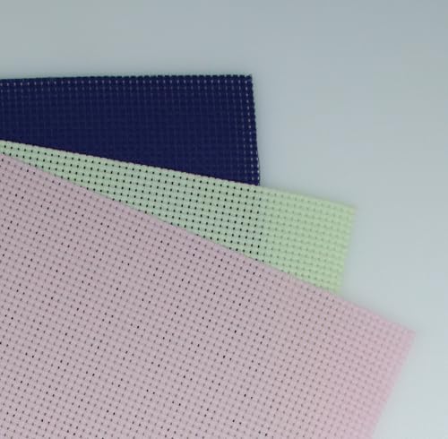 KCS 3 pc of 15" x 18"(38cmx45cm) Counted Cross Stitch Cotton Aida Cloth Needlework Rolled Fabric Box,11CT,Royal Blue+Light Green+Pink - color: Royal Blue+light Green+pink, size: 11CT