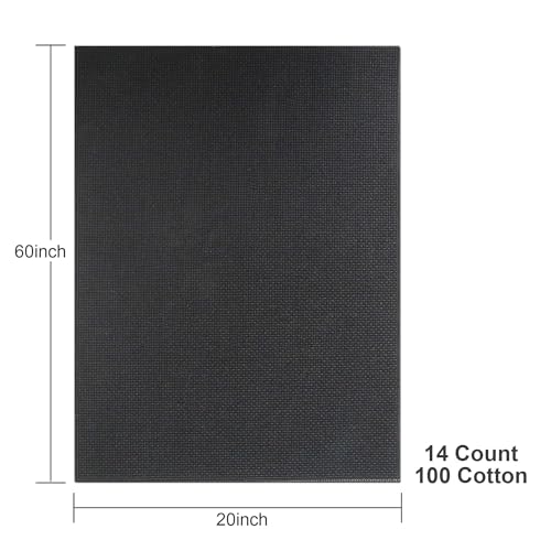 Aida Cloth 14 Count Cross Stitch Fabric,20×60inch (14CT,Black) - color: Black, size: 14CT