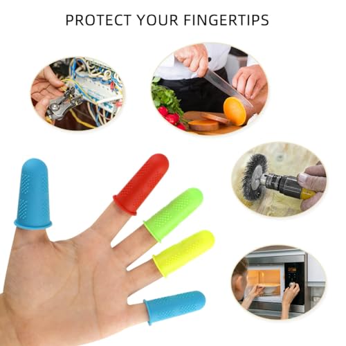 12 Pieces Finger Protectors Silicone Finger Protector for Hot Glue Gun Wax Resin Honey Adhesives Guard Tips Caps Pads Covers Fingers Thimble Protectors for Sewing Sorting Counting Task (3 Sizes)