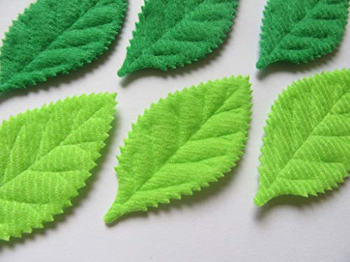 YYCRAFT Pack of 90 Padded 2-Faced Felt Velvet Leaf Appliques/Craft Green - color: Lime/Green