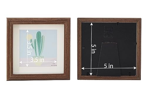 5x5 Wooden Picture Frame with 4x4 mat, 5x5 Square Picture Frame with Glass, For Wall and Desktop Display, Wood Photo Frame - size: 5X5