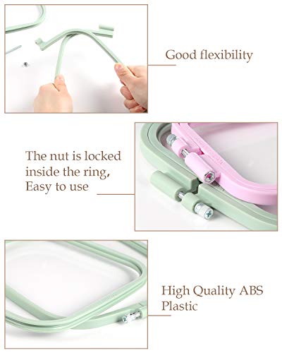 Pllieay Square Embroidery Hoops, 5 Pieces 5 Sizes, ABS Plastic - style: Square - 3", 4.3", 6.5", 8.7", 11"