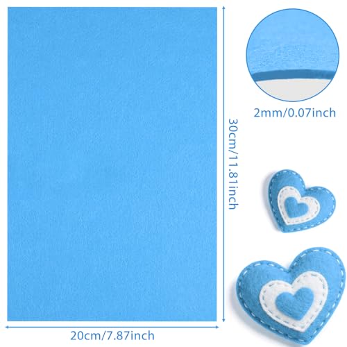 NEBURORA 12 Pcs 2mm Thick Stiff Felt Sheets for Crafts Sewing(Light Blue) - color: Light Blue