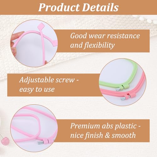 5 Pcs Square Plastic Embroidery Hoop Set Reusable Cross Stitch Hoop Frame Rings for Sewing, Needlework and DIY Craft Projects, 5 Sizes