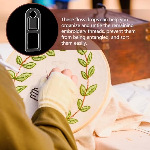 PH PandaHall Embroidery Floss Organizer 50pcs Embroidery Thread Bobbins Clear Embroidery Floss Cards Cross Stitch Thread Organizer for Thread Holder Sewing Storage 1.9x0.7in
