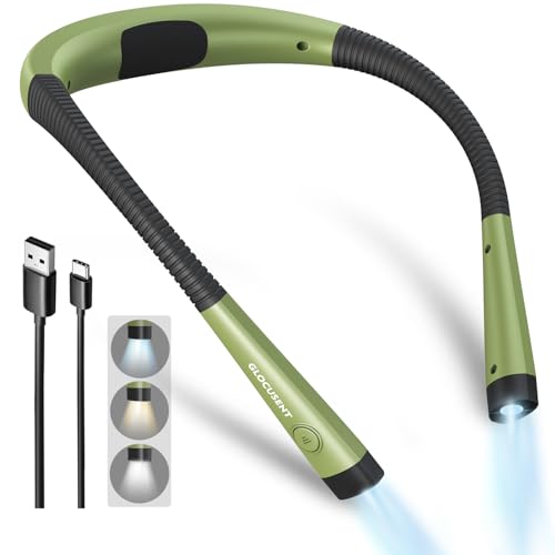 Glocusent Reading Light LED Neck Light,80-hr Rechargeable Book Light - color: Green, size: Standard-Medium