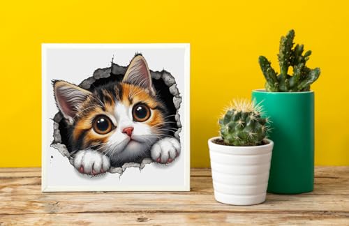 Moohue 14CT Stamped Printed Counted Cross Stitch Kits for Adults Animals Cute Cat Cross Stitch Patterns Flowers for Beginners Needlepoint Kits for Adults (Animal Cute Cat) - color: Animal Cute Cat
