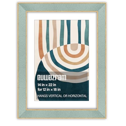 Suede 14x22 Frame - Single Frame, Christmas Elegant Mint 14 x 22 Poster Frame with Mat for 12x18, 14x22 Picture Frames for Artwork, Puzzles, Photos and Movie Posters - color: Mint, size: 14" x 22" / 12" x 18" mat