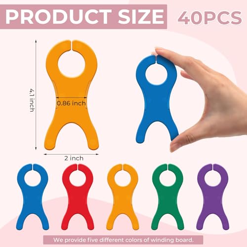 FIREBOOMOON 40 Pack Yarn Bobbins, 4.1x1.9in Winding Cards, 5 Colors